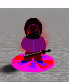 a computer generated image of a person holding a stick