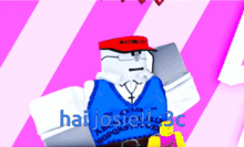 a cartoon character wearing a red hat and glasses with the name haijosiell3c written on the bottom