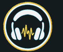 a circle with headphones and a yellow wave in the middle