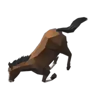 a low poly model of a brown horse jumping