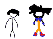 a drawing of a stick figure and a drawing of a stick figure without a face