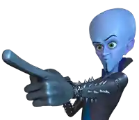 a cartoon character with spikes on his arm is pointing at the camera