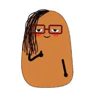 a cartoon potato with glasses and dreadlocks