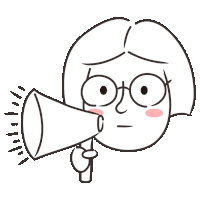 a drawing of a girl with glasses holding a megaphone