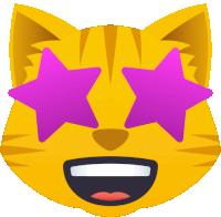 a cartoon cat with purple stars in its eyes