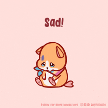 a cartoon of a sad dog with the words sad written above it