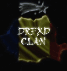 a drawing of a flag with the words " prexd clan " on it