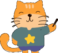 a cartoon cat wearing a blue shirt with a yellow star