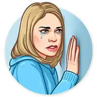 a cartoon drawing of a woman with a hand on her face