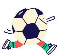 a cartoon illustration of a person kicking a soccer ball