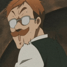 a cartoon man with glasses and a mustache is sticking out his tongue