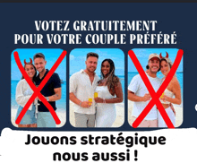 a poster that says votez gratuitement pour votre couple prefere on it