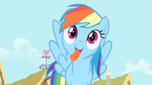 rainbow dash from my little pony sticks out her tongue in a cartoon