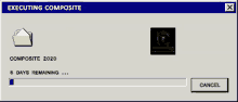 a computer screen that says executing composite on the top