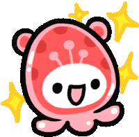 a cartoon drawing of a pink octopus with a face