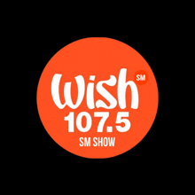 a logo for wish 107.5 sm show in orange