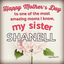 a mother 's day card with flowers and the name shanell