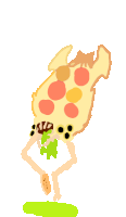 a cartoon drawing of a pizza eating lettuce and crackers