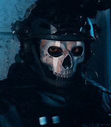 a soldier with a skull mask on his face and a helmet