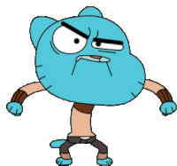 gumball from the amazing world of gumball has a very angry face