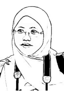 a black and white drawing of a woman wearing a hijab