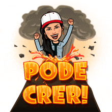 a cartoon illustration of a woman with the words pode crer