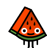 a cartoon illustration of a watermelon with a face .