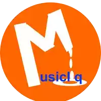 an orange circle with a white m and the word musicq