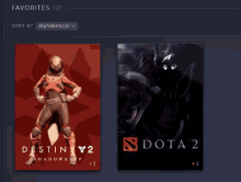 a screenshot of destiny 2 and dota 2