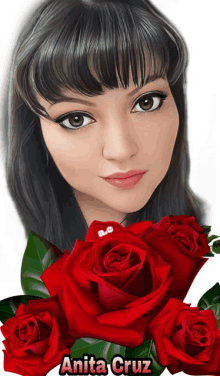 a picture of a woman with roses and the name anita cruz