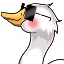 a cartoon of a duck wearing sunglasses and a red cheek