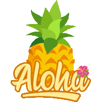 a pineapple with the word aloha written underneath it