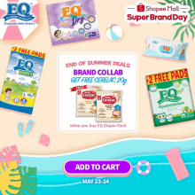 a shopee mall super brand day advertisement for baby diapers and wipes