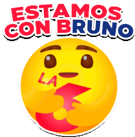 a sticker with a smiley face and the words estamos con bruno