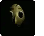a cartoon drawing of a face with a black background .