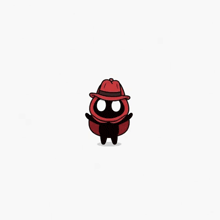 a cartoon character wearing a red hat with the number 8 on the front