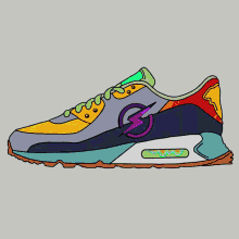 a drawing of a shoe with the letter s on it