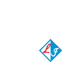 a blue and red logo with the letters l and f