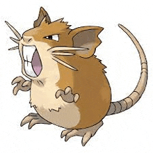 a cartoon drawing of a rat with its mouth open and sharp teeth .