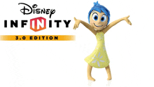 an advertisement for disney infinity 3.0 edition with joy standing in front of it