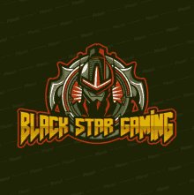 a logo for black star gaming with a knight in the middle