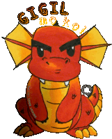 a drawing of a red and yellow dragon with the words gigil mo ko written above it