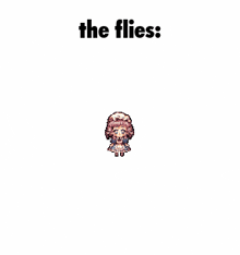 a pixel art of a nurse with the words `` the flies '' written above her .