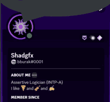 a screenshot of shadgfx 's profile with a purple background