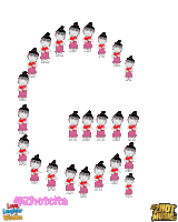 the letter c is made up of cartoon characters with hearts