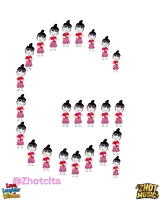 the letter c is made up of cartoon characters with hearts