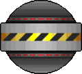 a pixel art illustration of a sphere with a yellow and black caution tape on it .