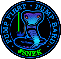 a sticker with a snake and the words first pump hard