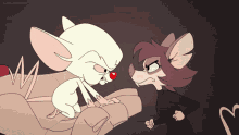 a cartoon of pinky and the brain talking to a mouse