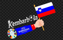 a hand holding a small flag that says euro2024